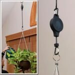 2pcs Retractable Plant Hook Pulley Hanger Black