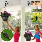 2pcs Retractable Plant Hook Pulley Hanger Black