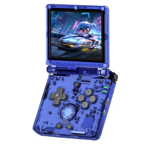 ANBERNIC RG35XXSP Flip Game Console Transparent Blue