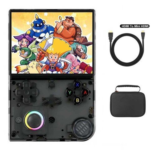 ANBERNIC RG40XXV Game Console White 64GB HDMI Cable Bag Black