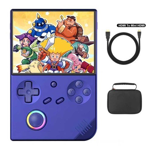 ANBERNIC RG40XXV Game Console White 64GB HDMI Cable Bag Blue