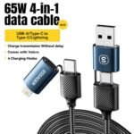 ESSAGER 65W 4 in 1 Charging Cable Blue