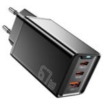 ESSAGER 67W Triple Ports GaN Charger EU Plug Black