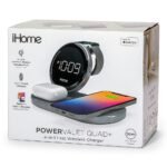 iHome - Dual Qi Wireless Fast Charging, Airpod Charging, Apple Watch Charging, and USB Charging Alarm Clock - Multi