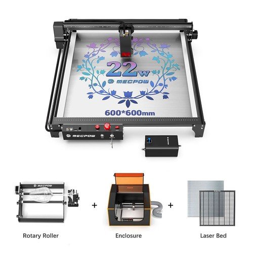Mecpow X5 22W Laser + Rotary Roller + Laser Bed + Enclosure