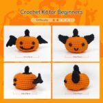 NestledCrafts Halloween Crochet Kit for Beginners- Pumpkins