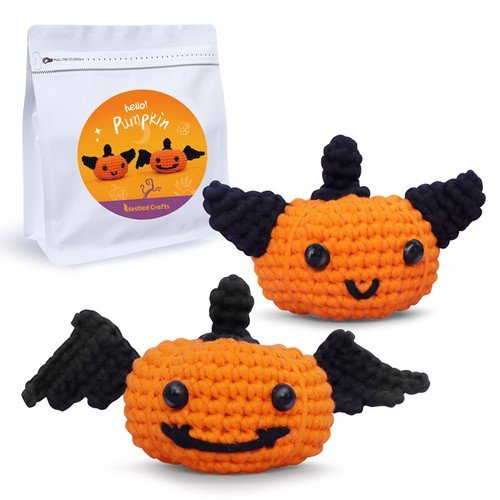 NestledCrafts Halloween Crochet Kit for Beginners- Pumpkins