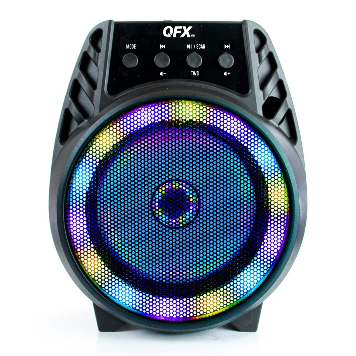 QFX - Portable Bluetooth Rechargeable Speaker with LED Party Lights - Black