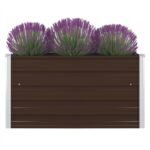 Raised Garden Bed 100x100x45 cm Galvanised Steel Brown