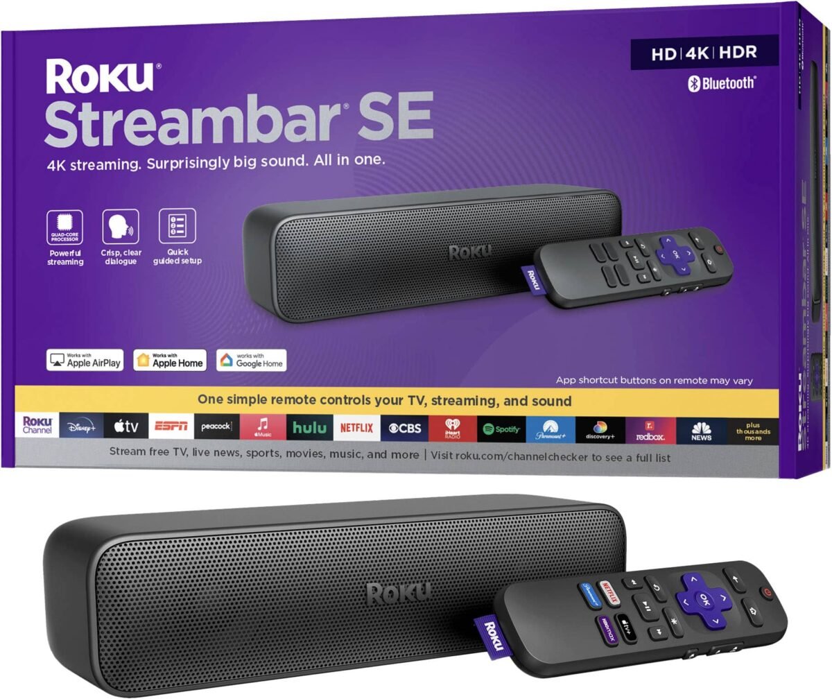 Roku Streambar SE | 2-in-1 TV Soundbar with Built-in Streaming, Premium Speakers, & Enhanced Speech Clarity - Black