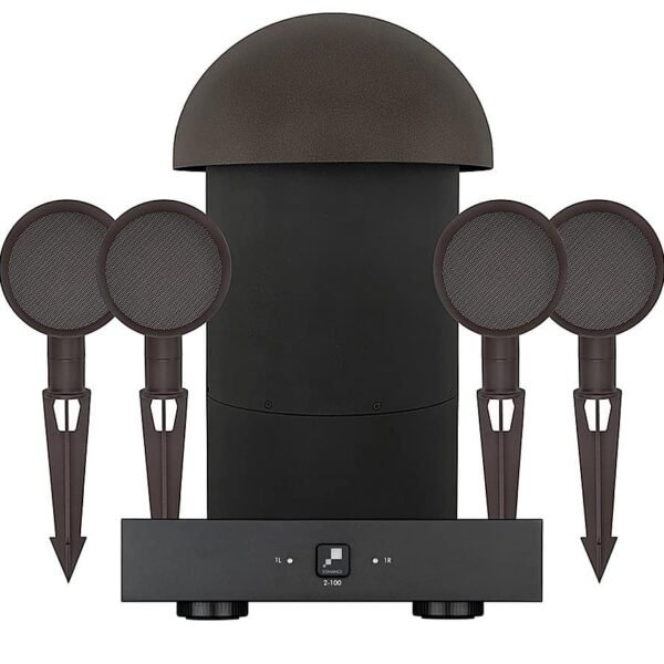 Sonance - PATIO4.1 W/ 2-100 AMP - Patio Series 4.1-Ch. Outdoor Speaker System with 2-Ch. Amplifier (Each) - Brown/Black