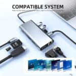 Type-C Hub 10 in 1 USB C to 4K HDMI RJ45 PD 100W Charge USB3.0 SD/TF