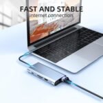 Type-C Hub 10 in 1 USB C to 4K HDMI RJ45 PD 100W Charge USB3.0 SD/TF