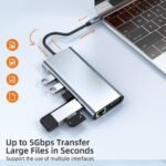 Type-C Hub 10 in 1 USB C to 4K HDMI RJ45 PD 100W Charge USB3.0 SD/TF