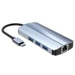 Type-C Hub 6 in 1 USB C to 4K HDMI 1000M RJ45 PD 100W Charge USB3.0