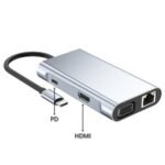Type-C Hub 7 in 1 USB C to 4K HDMI 1000M RJ45 PD 100W Charge USB3.0