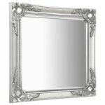 Wall Mirror Baroque Style 60x60 cm Silver