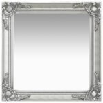 Wall Mirror Baroque Style 60x60 cm Silver