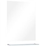 Wall Mirror with Shelf 50x60 cm Tempered Glass